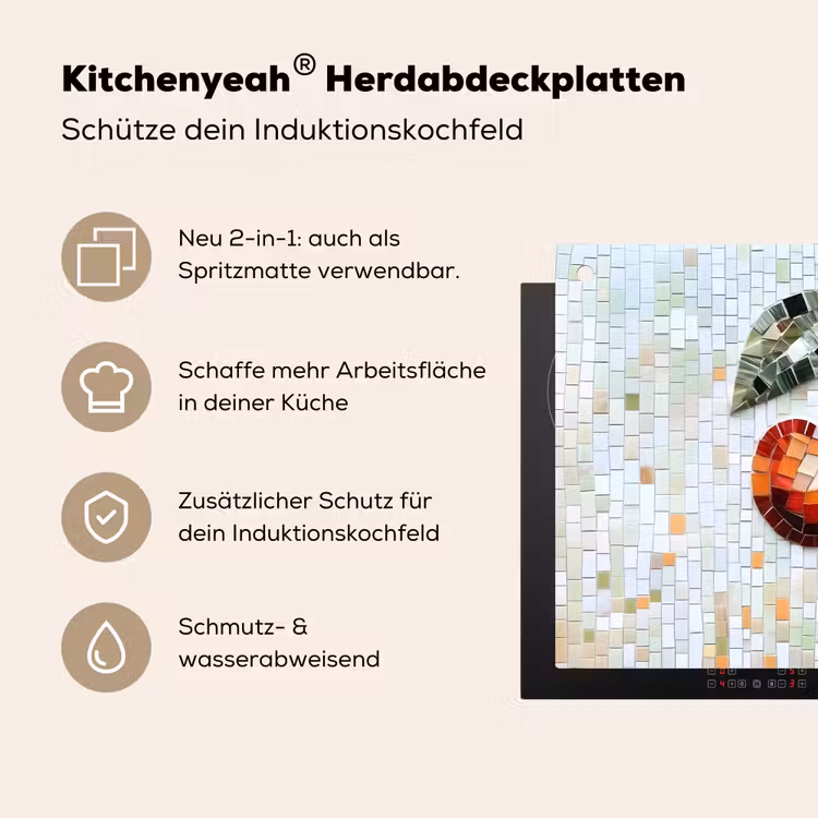 Kersen - Rood - Mozaïek - Blaadjes Inductie beschemer met haakjes klein -ky-usp-de