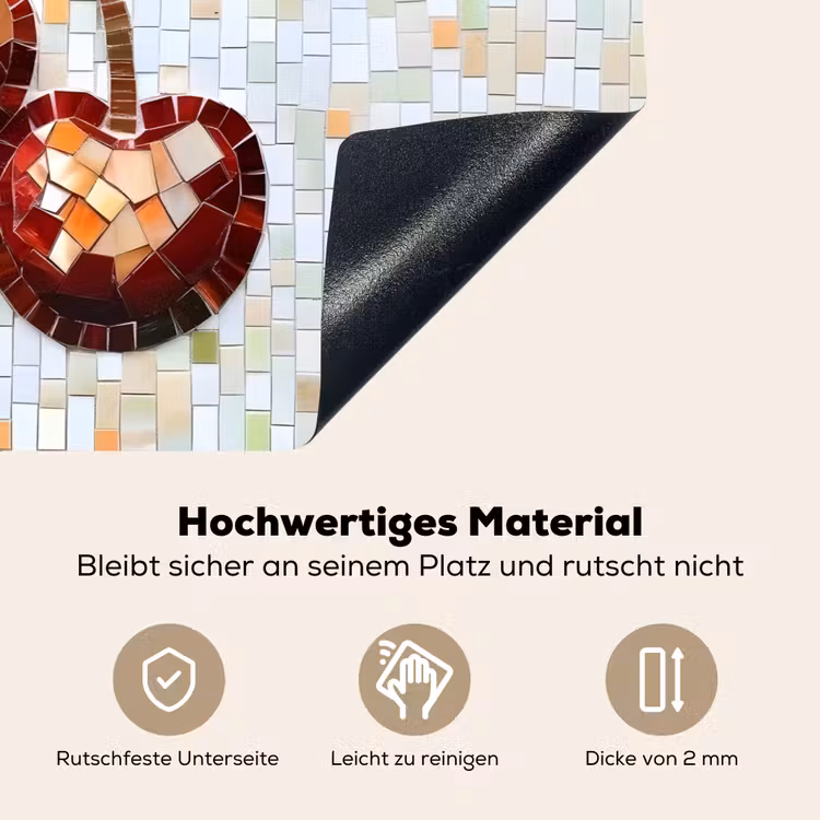 Kersen - Rood - Mozaïek - Blaadjes Inductie beschemer met haakjes klein -ky-onderkant-de