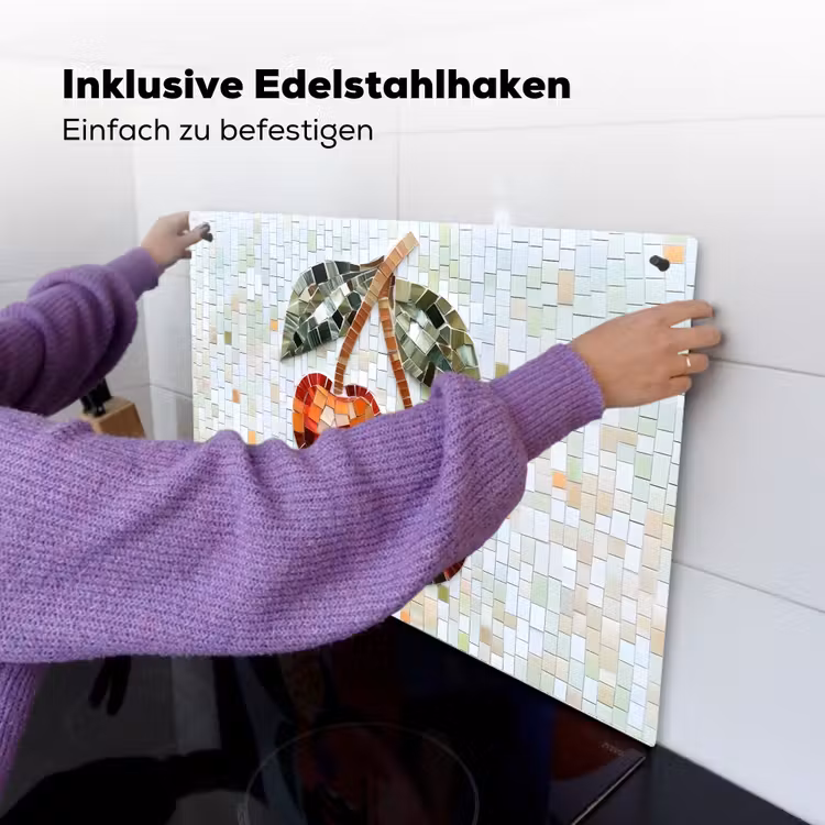 Kersen - Rood - Mozaïek - Blaadjes Inductie beschemer met haakjes klein -ky-ophangen-de