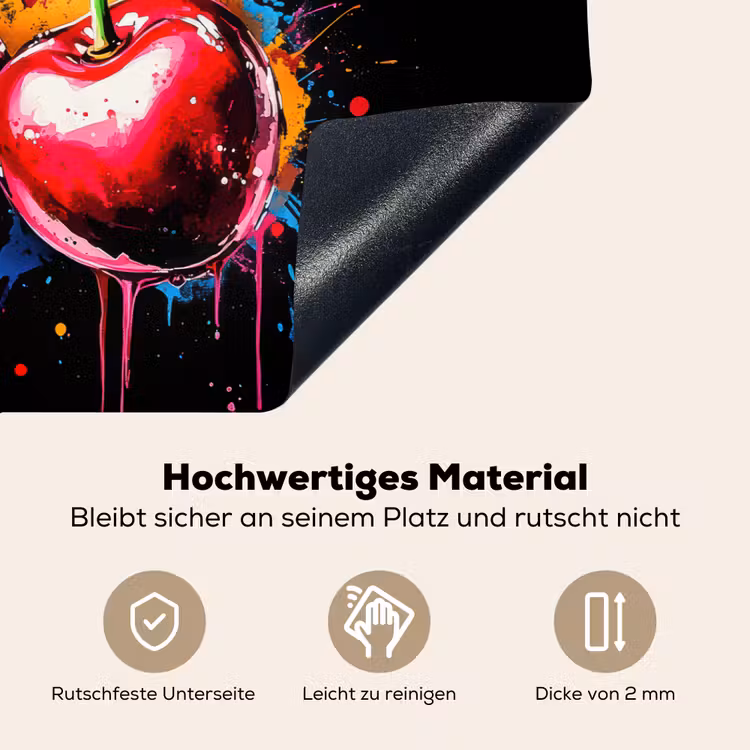 Kersen - Fruit - Graffiti - Verf - Abstract - Modern - Kleurrijk Inductie beschemer met haakjes klein -ky-onderkant-de
