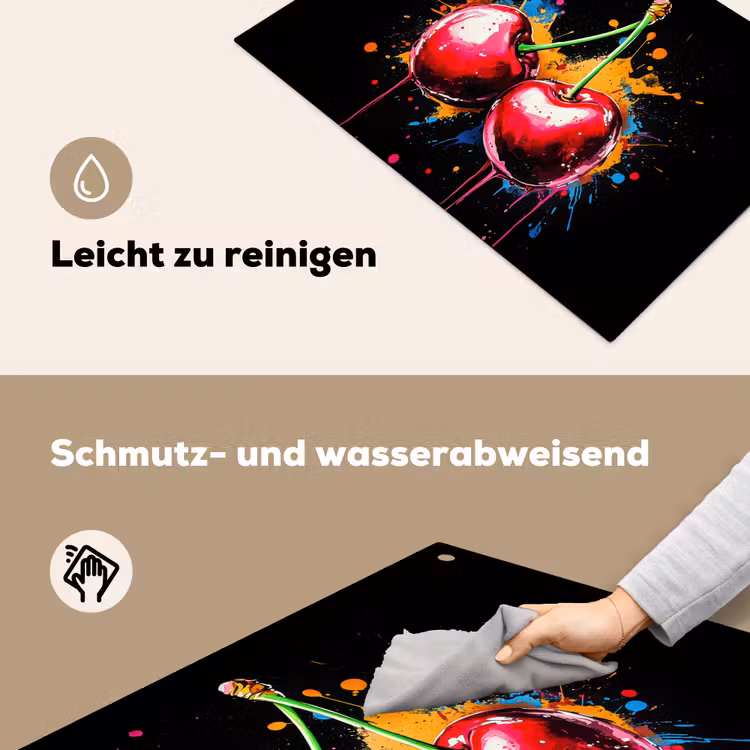 Kersen - Fruit - Graffiti - Verf - Abstract - Modern - Kleurrijk Inductie beschemer met haakjes klein -ky-schoon-de