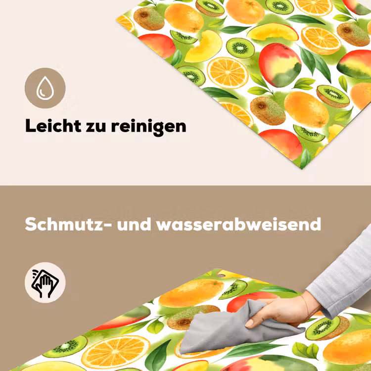 Kiwi - Sinasappel - Mango - Perzik Inductie beschemer met haakjes klein 777 -ky-schoon-de