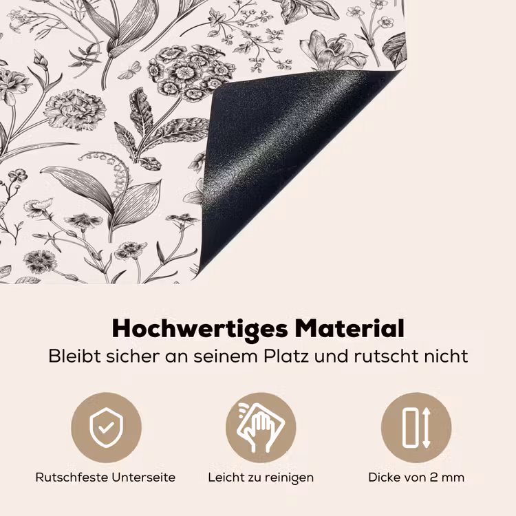 Classic - Black - White - Floral Inductie beschemer met haakjes klein 777 -ky-onderkant-de
