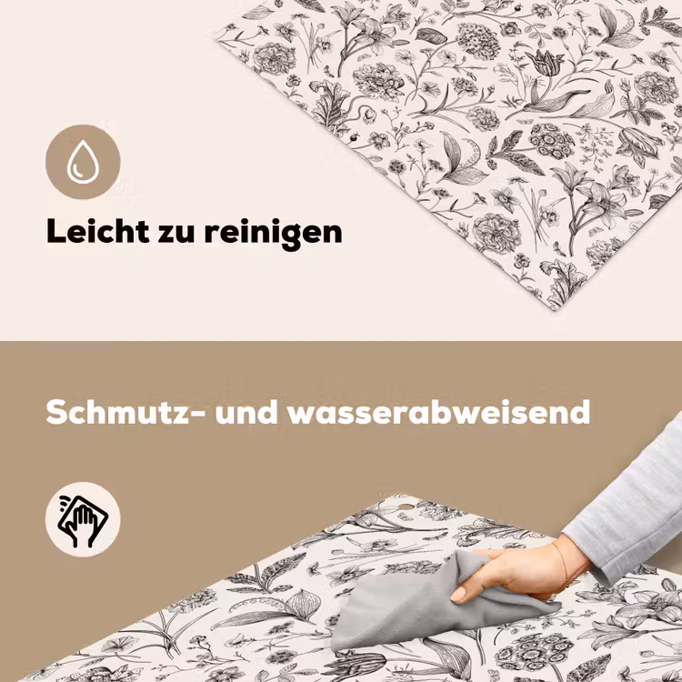 Classic - Black - White - Floral Inductie beschemer met haakjes klein 777 -ky-schoon-de