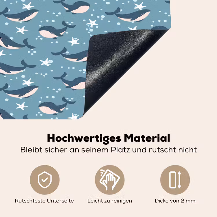 Klein - Oceaan - Walvis - Zeester Inductie beschemer met haakjes klein 777 -ky-onderkant-de