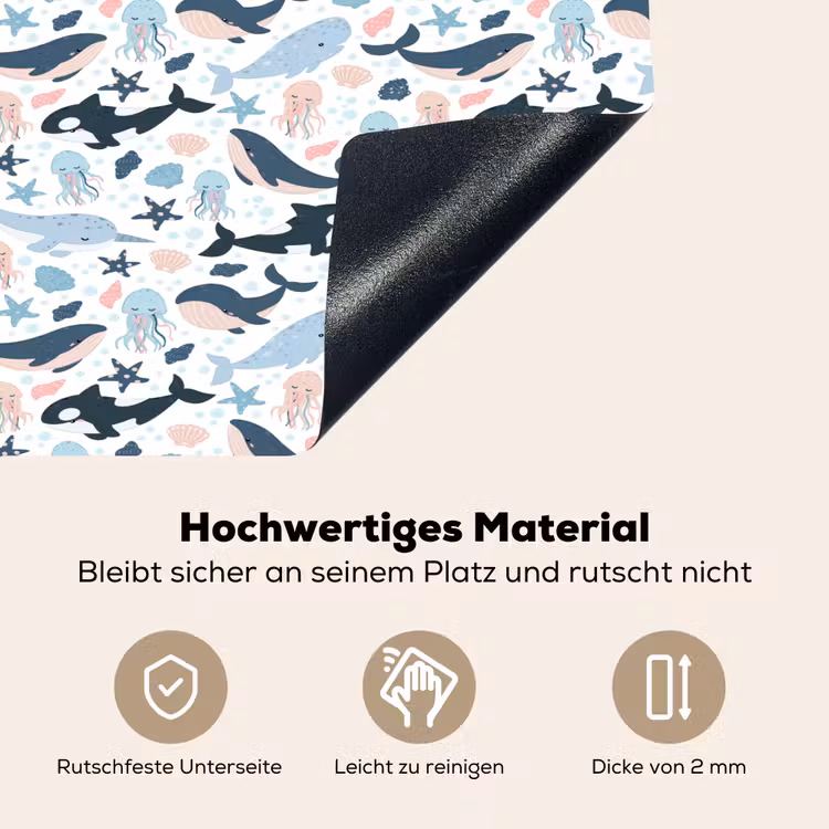 Klein - Oceaan - Walvissen - Octopus Inductie beschemer met haakjes klein 777 -ky-onderkant-de