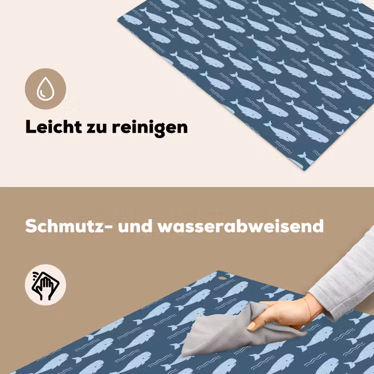 Klein - Oceaan - Golven - Blauw Inductie beschemer met haakjes klein 777 -ky-schoon-de