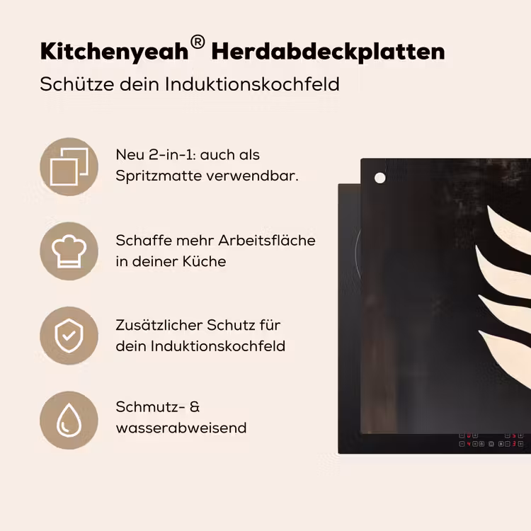 Blad - Wit - Minimalistisch Inductie beschemer met haakjes klein -ky-usp-de