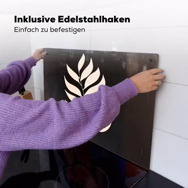 Blad - Wit - Minimalistisch Inductie beschemer met haakjes klein -ky-ophangen-de