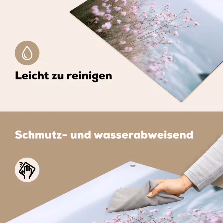 Klif - Bloemen - Zee - Roze Inductie beschemer met haakjes middel -ky-schoon-de