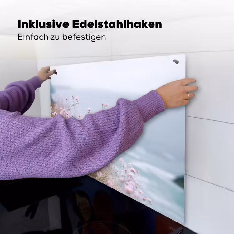 Klif - Bloemen - Zee - Roze Inductie beschemer met haakjes middel -ky-ophangen-de