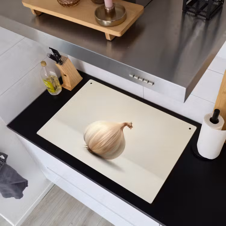 Knoflook - Natuurlijk - Beige Inductie beschemer met haakjes klein -sfeer1