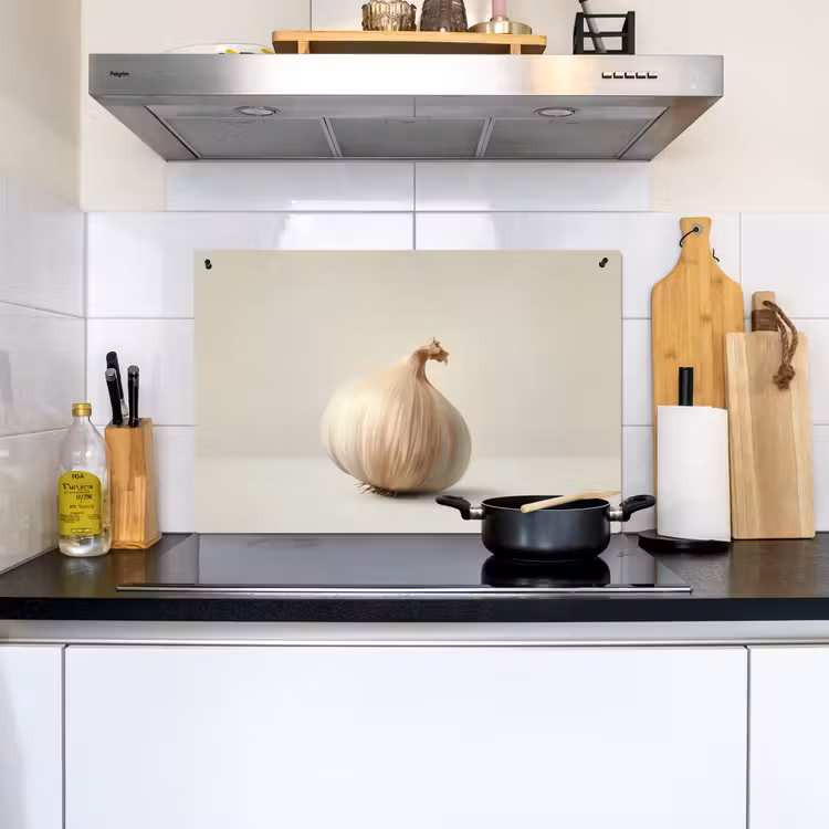 Knoflook - Natuurlijk - Beige Inductie beschemer met haakjes klein -sfeer2