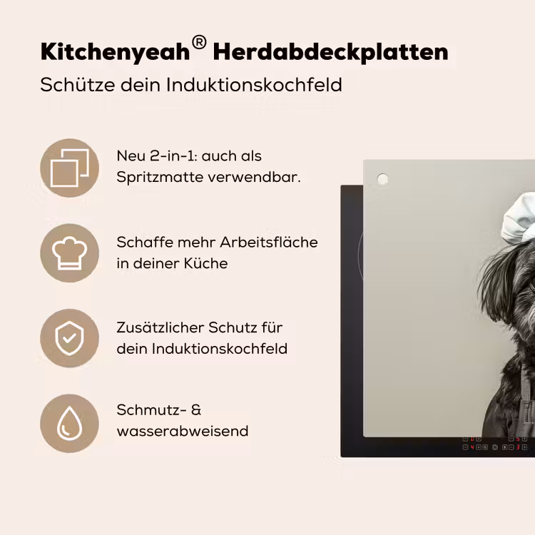 Kokskleding - Zwart - Hondje Inductie beschemer met haakjes klein -ky-usp-de