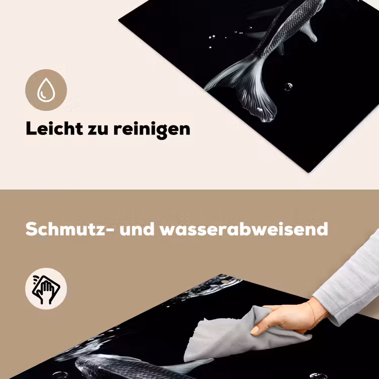 Koi - Vissen - Water - Zwart Inductie beschemer met haakjes klein -ky-schoon-de
