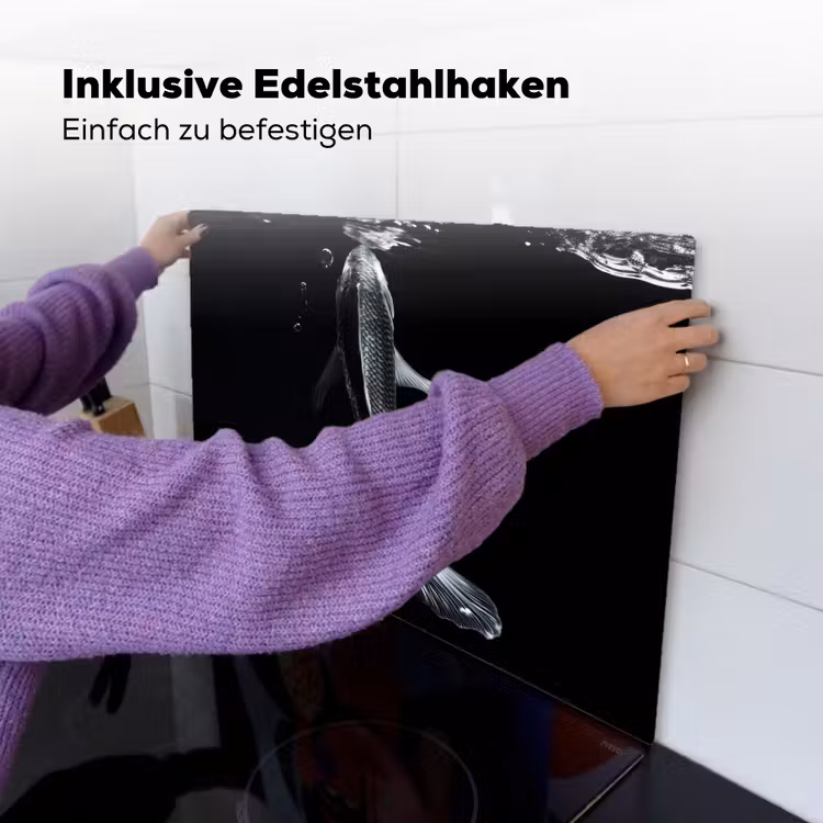Koi - Vissen - Water - Zwart Inductie beschemer met haakjes klein -ky-ophangen-de