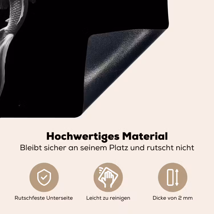 Koi - Vis - Wit - Zwart Inductie beschemer met haakjes klein -ky-onderkant-de