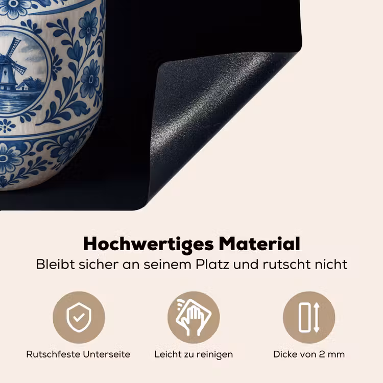 Kokosnoot - Eten - Delfts blauw - Drinken Inductie beschemer met haakjes klein -ky-onderkant-de