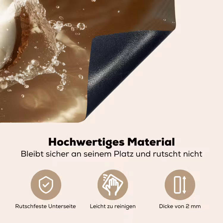 Kokosnoot - Water - Beige - Spetters Inductie beschemer met haakjes klein -ky-onderkant-de