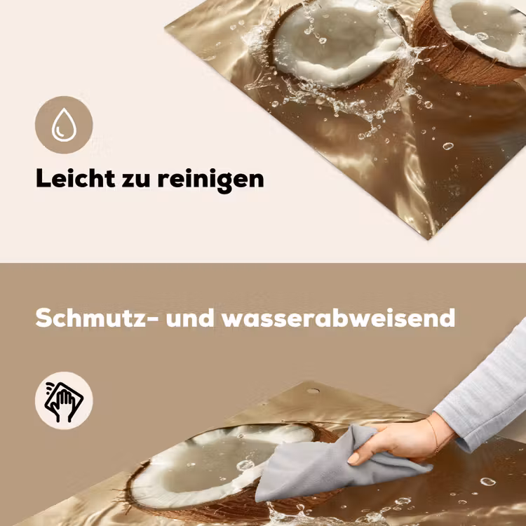 Kokosnoot - Water - Beige - Spetters Inductie beschemer met haakjes klein -ky-schoon-de