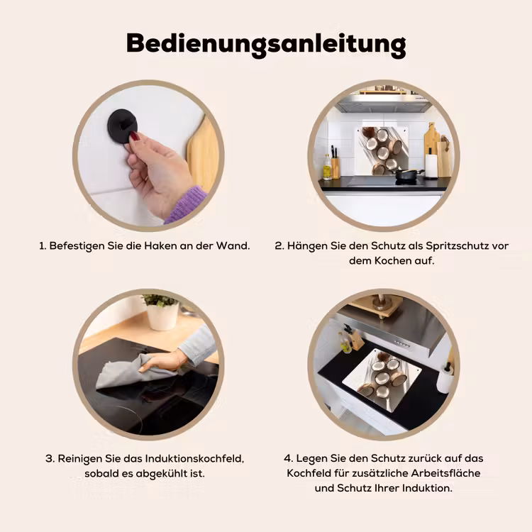 Kokosnoten - Bruin - Shaduw Inductie beschemer met haakjes middel -ky-gebruik-de