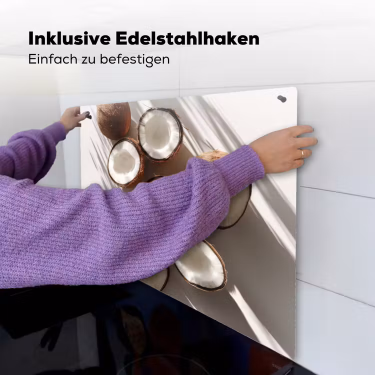 Kokosnoten - Bruin - Shaduw Inductie beschemer met haakjes middel -ky-ophangen-de