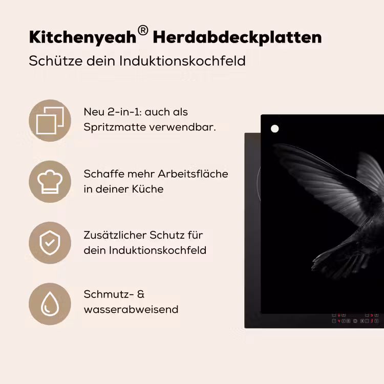 Kolibrie - Zwart - Dieren Inductie beschemer met haakjes klein -ky-usp-de