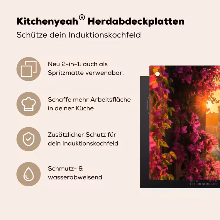 Colosseum - Rome - Roze Bloemen Inductie beschemer met haakjes klein -ky-usp-de