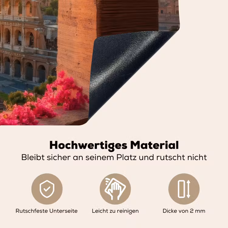 Colosseum - Rome - Roze Bloemen Inductie beschemer met haakjes klein -ky-onderkant-de