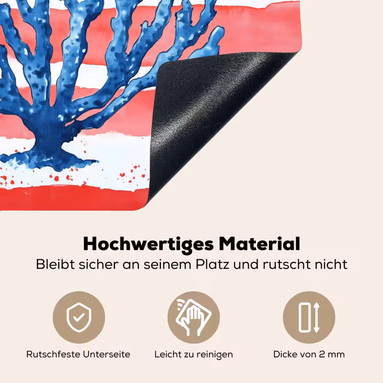 Koraal - Verfstructuur - Rood - Blauw Inductie beschemer met haakjes middel -ky-onderkant-de