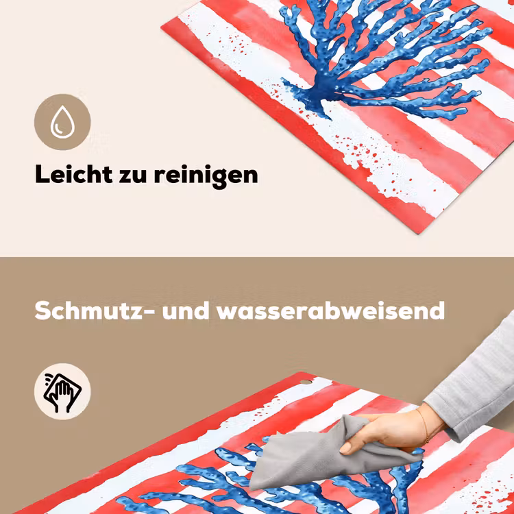 Koraal - Verfstructuur - Rood - Blauw Inductie beschemer met haakjes middel -ky-schoon-de