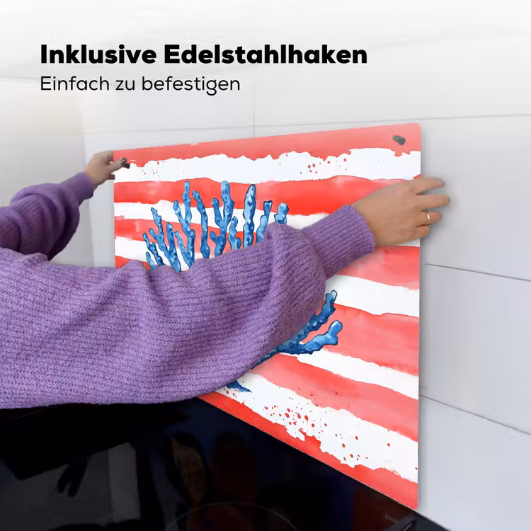 Koraal - Verfstructuur - Rood - Blauw Inductie beschemer met haakjes middel -ky-ophangen-de
