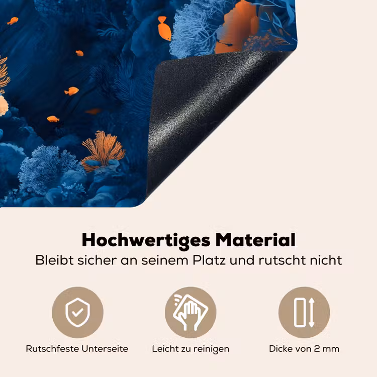 Koraalrif - Vissen - Oceaan - Blauw Inductie beschemer met haakjes klein -ky-onderkant-de
