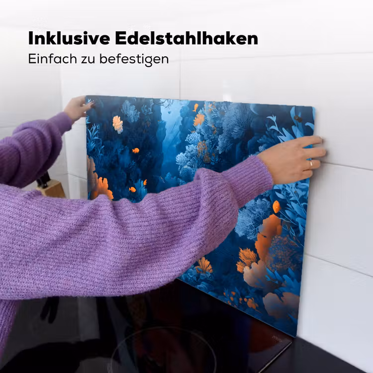 Koraalrif - Vissen - Oceaan - Blauw Inductie beschemer met haakjes klein -ky-ophangen-de