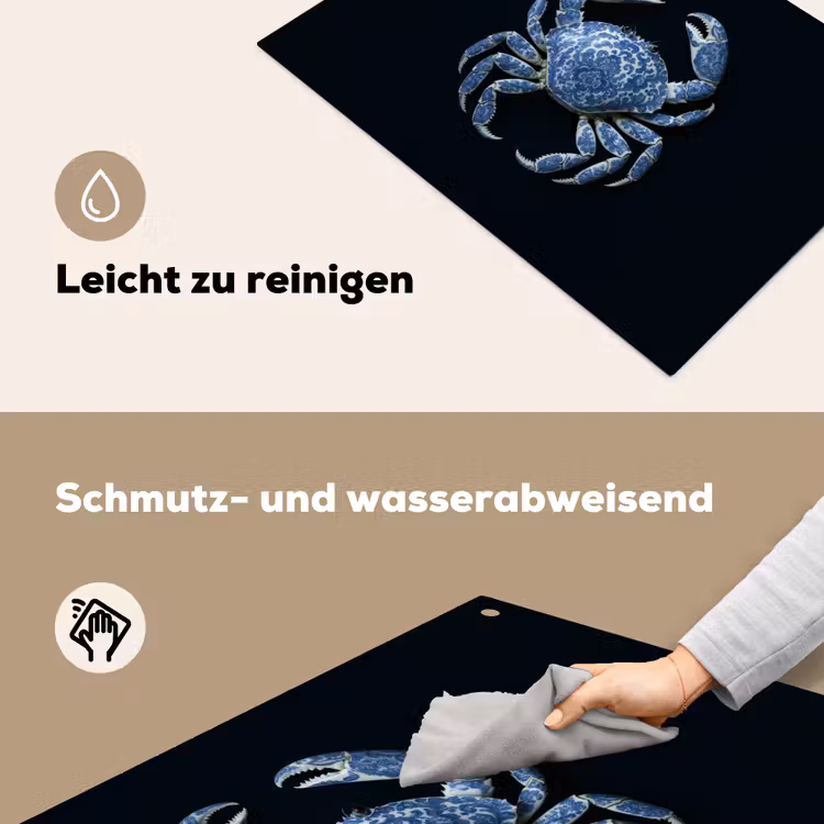 Krab - Delfts blauw - Dieren Inductie beschemer met haakjes klein -ky-schoon-de