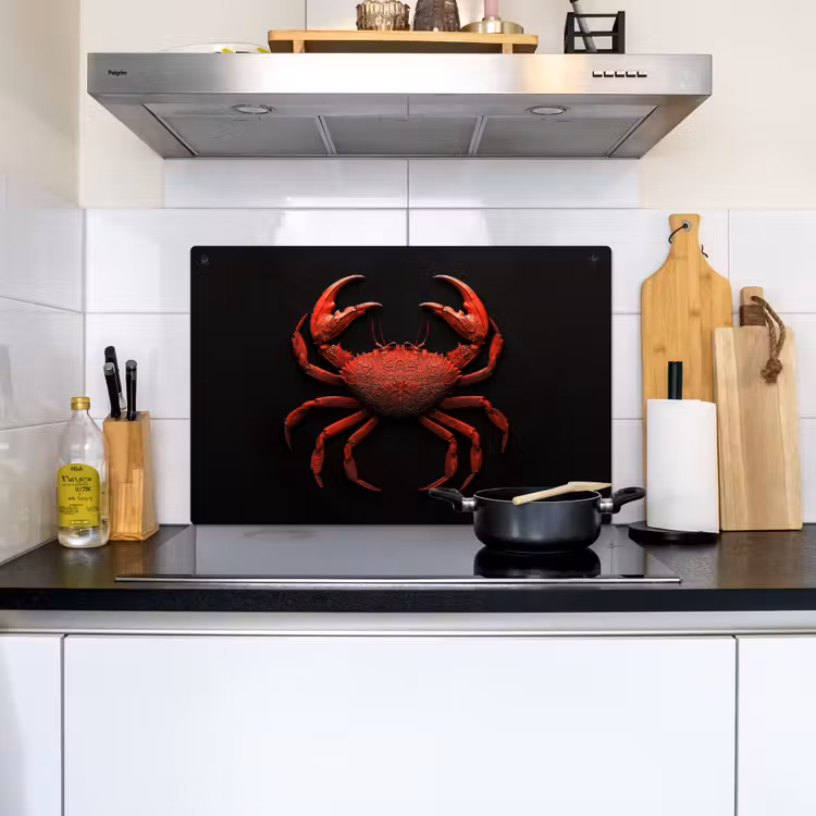 Krab - Rood - Vissen - Schaaldieren Inductie beschemer met haakjes klein -sfeer2