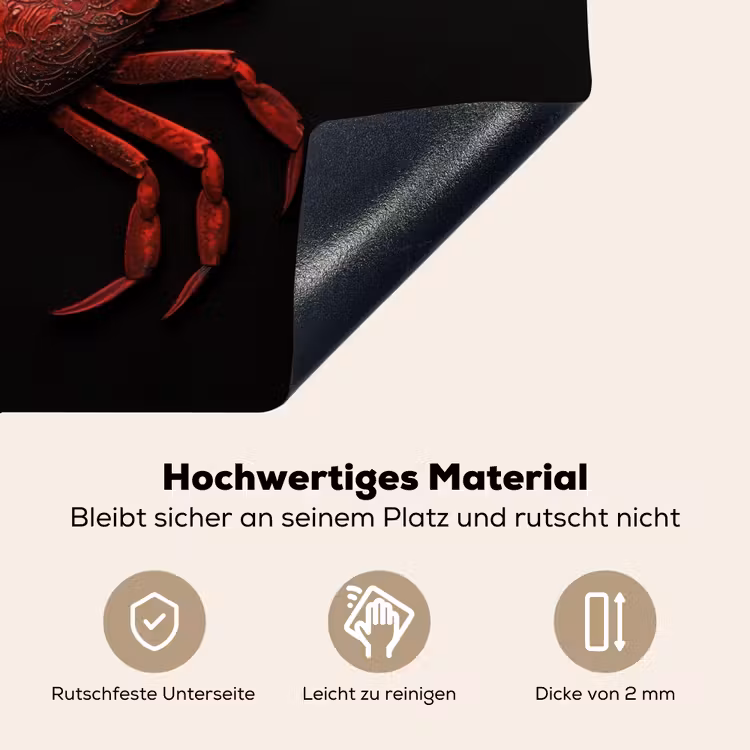 Krab - Rood - Vissen - Schaaldieren Inductie beschemer met haakjes klein -ky-onderkant-de