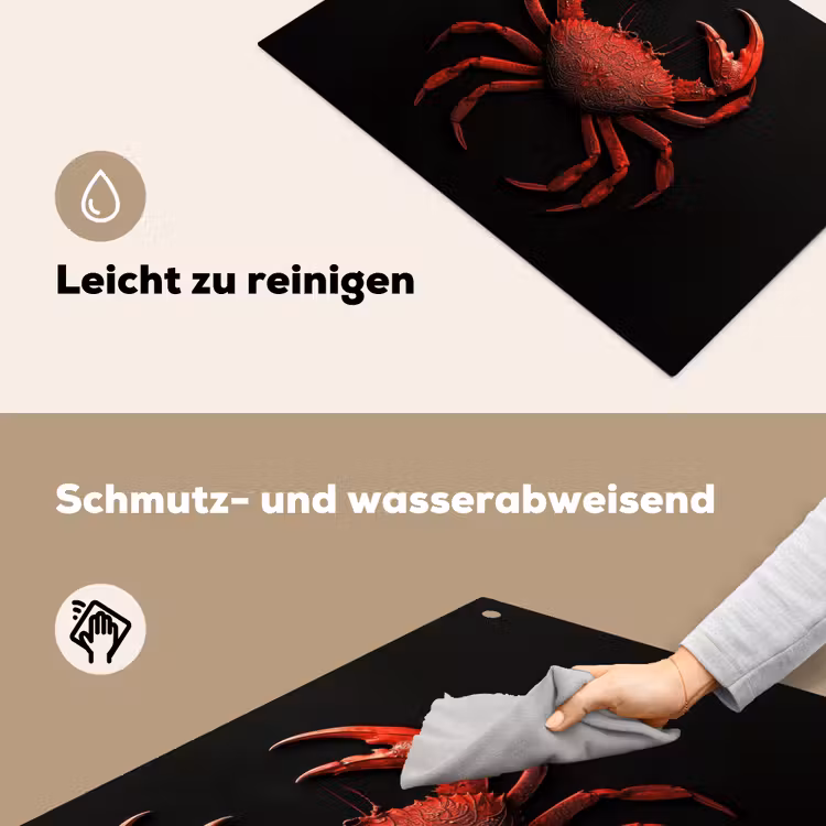 Krab - Rood - Vissen - Schaaldieren Inductie beschemer met haakjes klein -ky-schoon-de