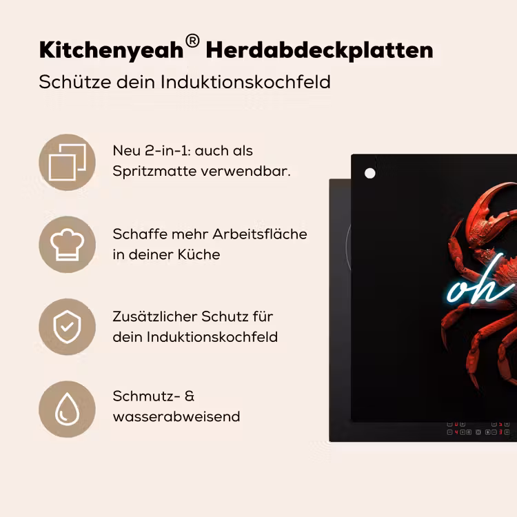 Krab - Rood - Neon - Quote Inductie beschemer met haakjes klein -ky-usp-de
