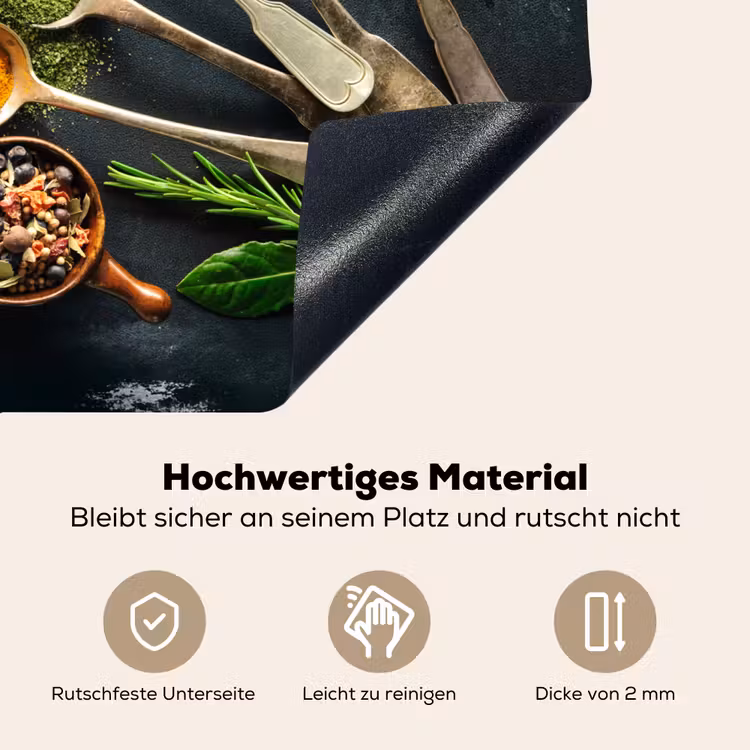 Kruiden - Lepels - Specerijen - Betonlook - Grijs Inductie beschemer met haakjes middel -ky-onderkant-de