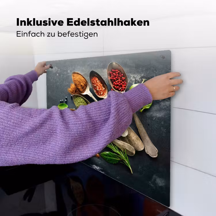 Kruiden - Lepels - Specerijen - Betonlook - Grijs Inductie beschemer met haakjes middel -ky-ophangen-de