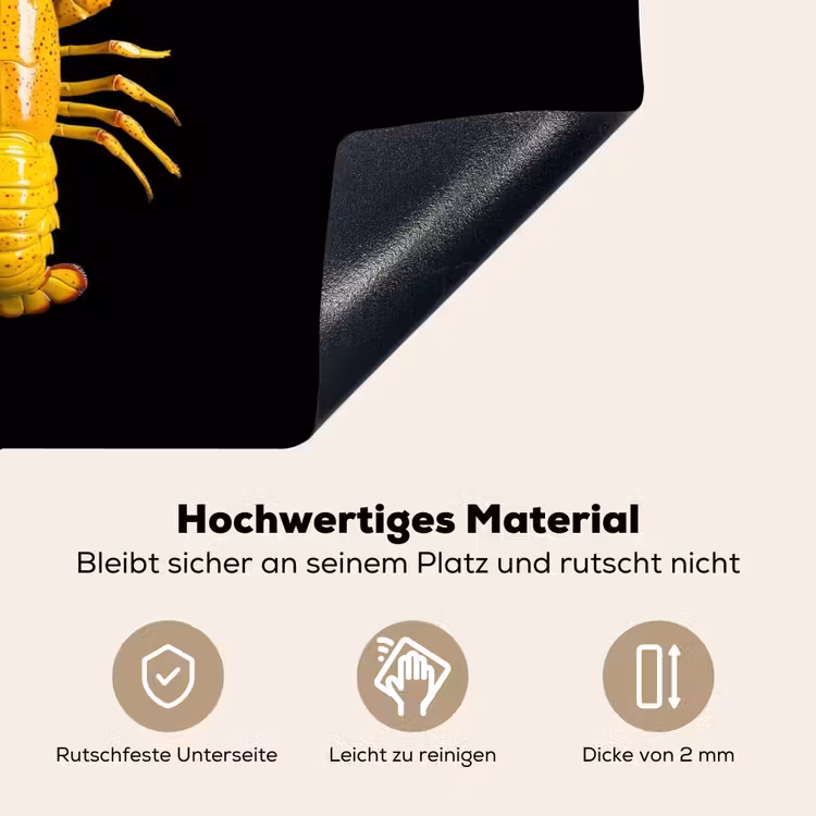 Kreeft - Geel - Stippen - Effen Inductie beschemer met haakjes klein -ky-onderkant-de