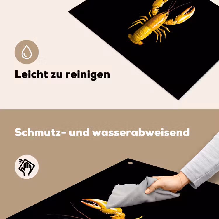 Kreeft - Geel - Stippen - Effen Inductie beschemer met haakjes klein -ky-schoon-de