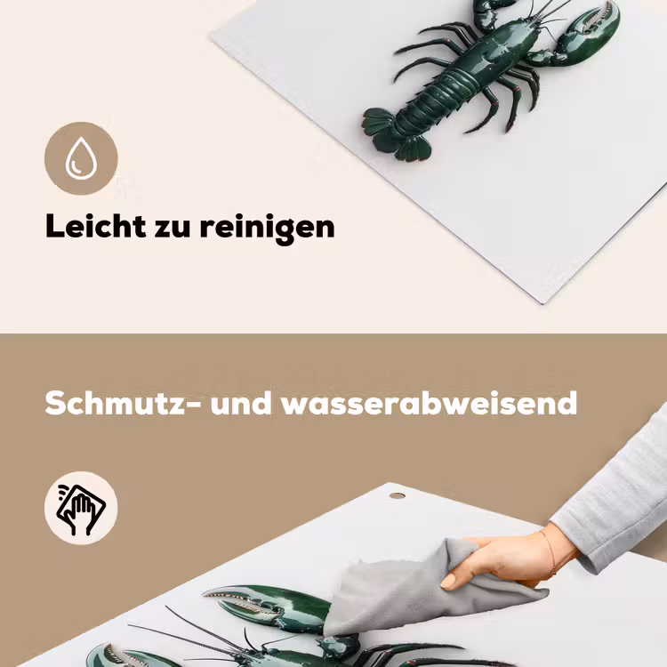 Kreeft - Glossier - Groen - Wit Inductie beschemer met haakjes klein -ky-schoon-de