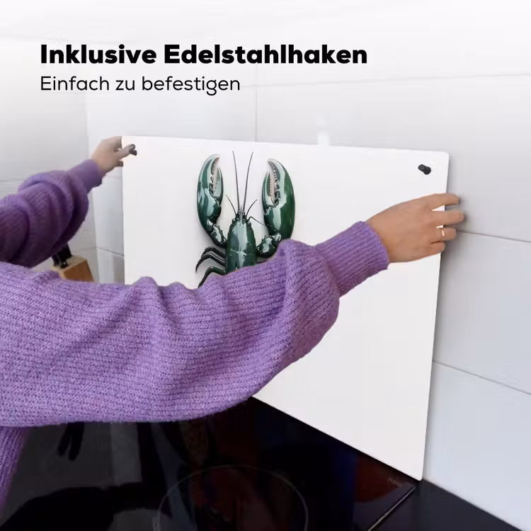 Kreeft - Glossier - Groen - Wit Inductie beschemer met haakjes klein -ky-ophangen-de