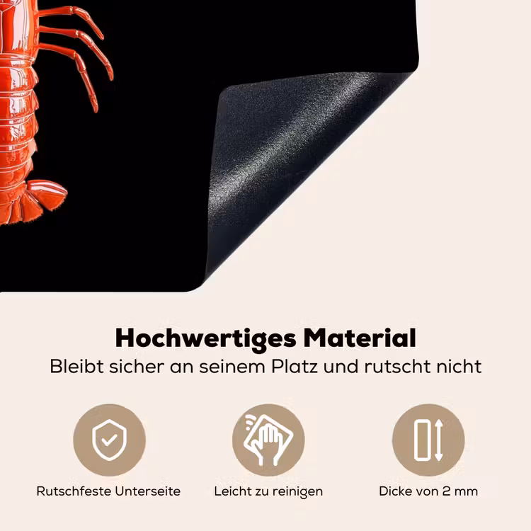 Kreeft - Glossier Rood - Zwart Inductie beschemer met haakjes klein -ky-onderkant-de