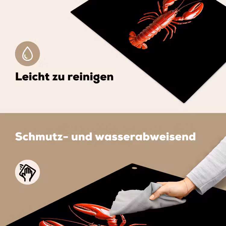 Kreeft - Glossier Rood - Zwart Inductie beschemer met haakjes klein -ky-schoon-de