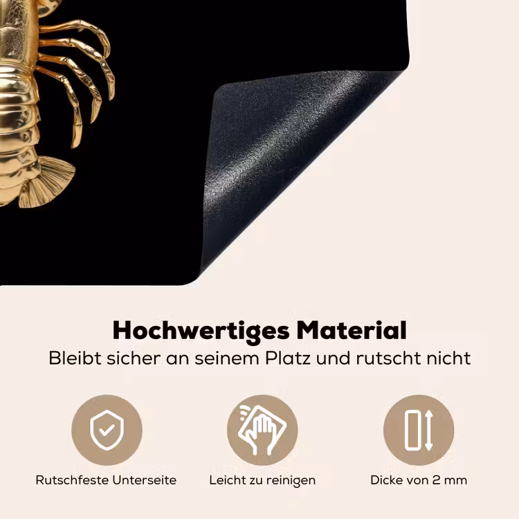 Kreeft - Goud - Textuur - Zwart Inductie beschemer met haakjes klein -ky-onderkant-de