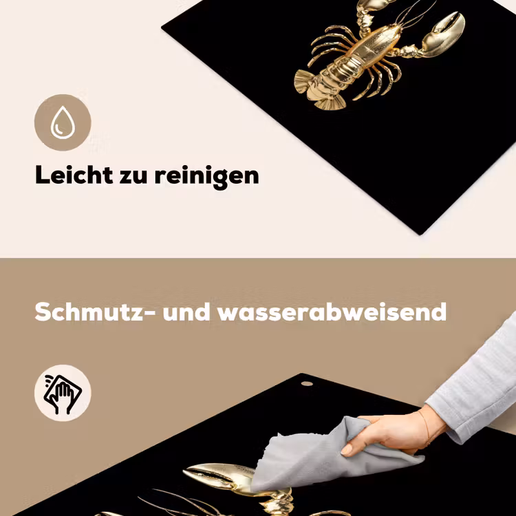 Kreeft - Goud - Textuur - Zwart Inductie beschemer met haakjes klein -ky-schoon-de