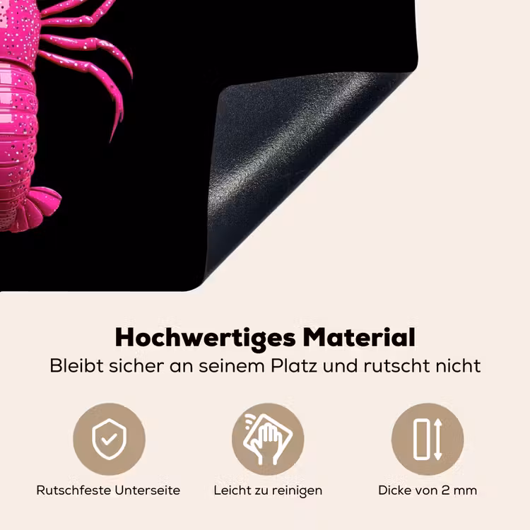 Kreeft - Felroze - Stippen - Opvallend Inductie beschemer met haakjes klein -ky-onderkant-de
